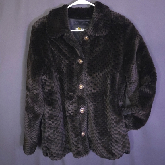 Not Fur Real by Duffel Faux Fur Coat Brown Size Small Vegan Oversized - Picture 1 of 10